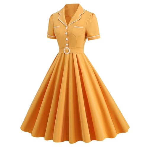 Vestido años 50 de encaje premium con cintura temperamento elegante