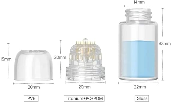 Derma Stamp Hydra Roller H20 Facial Skincare Tool with 4 Gold Titanium 0.25mm/0.5mm Replacement Heads & Serum Applicator, Reusable Device for Hair, Beard,Skin (0.5mm)