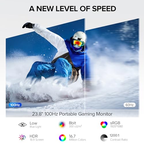 Image of UPERFECT Delta 23.8 inch 100Hz Portable Dual Monitor for Laptop Screen Extender, 1080P HDR 360 Folding Stacked Triple Monitor with Stand & VESA for Laptop PC Phone Game Console (No Driver Needed)