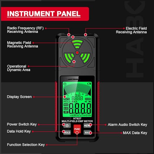 Medidor de EMF con pantalla LCD y alarma sonora miniatura 7