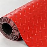 Tappetino in gomma resistente, rotolo di gomma antiscivolo, per garage, palestra, officina, tappetino in gomma industriale, per capannoni, casa, palestra (rosso, 3 mm, larghezza 0,9 x lunghezza 1 m)