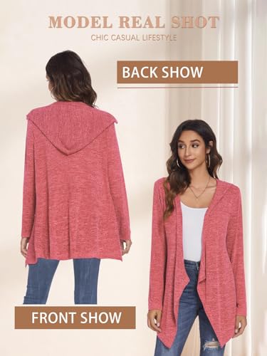 DEESHA Women's Long Sleeve Open Front Draped Cardigan Sweater - Lightweight Hooded2