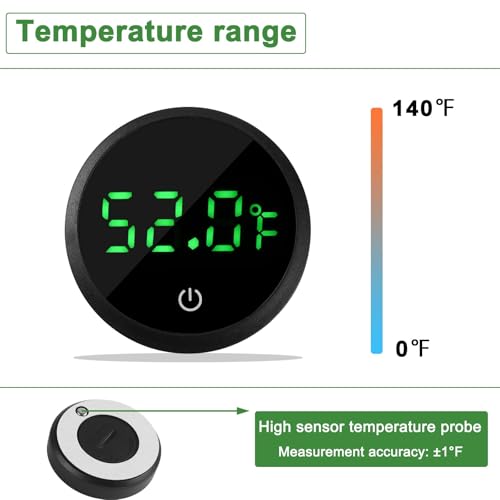 Thermomètre de l'aquarium Thermimètre numérique de réservoir de poisson Affichage de la température du réservoir de poissons ±1℉ pour Betta Axolotl Turtle Tank (avec batterie de rechange)