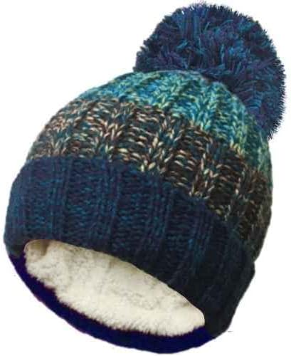 HiFEN® Beanie Winter Hats for Men Women Chunky Soft Cable Knit Skull Warmer Thermal Insulating Double Layer Fleece Liner Pom Pom Headwear
