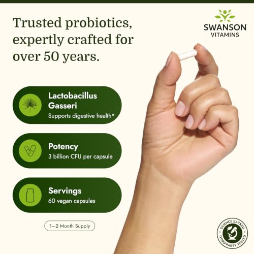 Swanson Lactobacillus Gasseri Probiotic for Adults, 60 Vegan Capsules