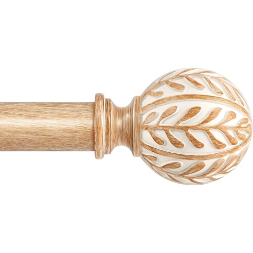 Houmiggle Adjustable Wood Curtain Rod 1 Inch Brown 32"-72"