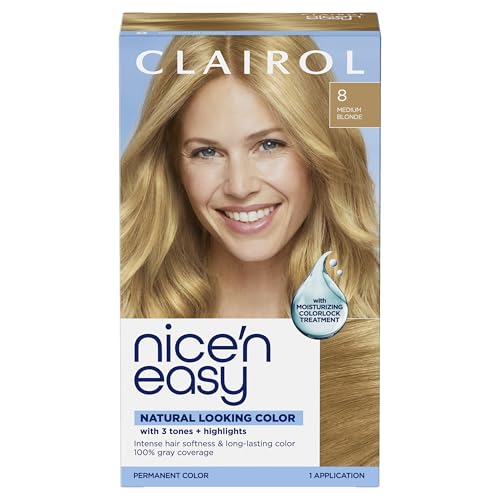 Clairol Nice'n Easy Permanent Hair Dye, 8 Medium Blonde...