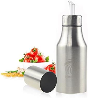 Oil Bottle 500ml Kitchen Oil Pot Novata Stainless Steel Olive Oil/Vinegar/Sauce Cruets Oil Dispenser Dust Proof and Leak-proof with Pouring Spout