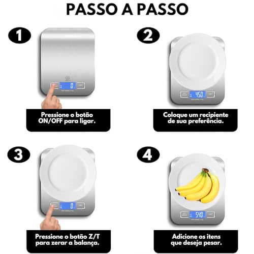 Balança Digital de Cozinha 10kg Inox