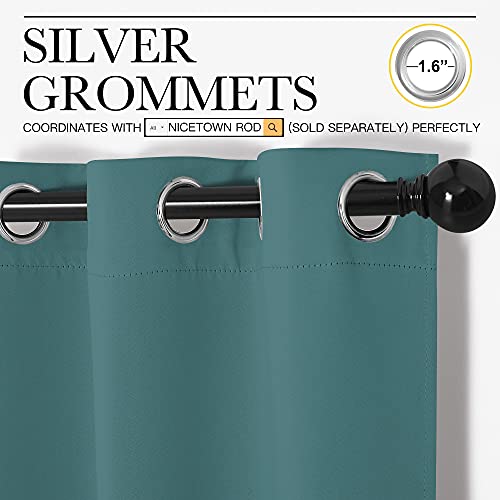 Image of NICETOWN Window Curtain Panels, Thermal Insulated Solid Grommet Blackout Draperies /Drapes (Sea Teal, One Pair, 34 by 54-inch)