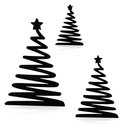Weihnachtsbäume Deko 3er Set, Schwarze Dekoaufsteller f. Weihnachten,...