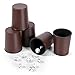 Leather Dice Cup Set, 5 Black Dice Cups + 25 Dices + Exclusive Storage and Transport Case Made of Faux Leather (10x Brown)