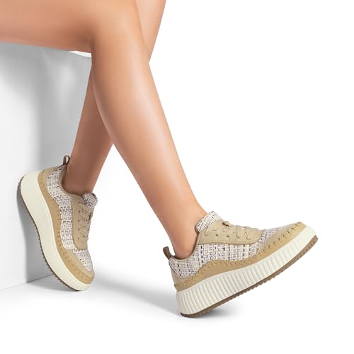 Image of DREAM PAIRS Women Chunky City Tweed Comfortable Casual Platform Fashion Sneaker