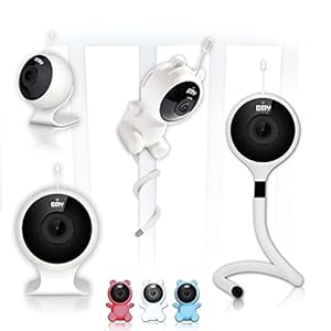 E.M.Y. Design Smart Baby Monitor Video Audio WiFi, flexibele stang, beer en magneetbasis, detecteert de temperatuur van de planten, nachtlicht, wit geluid, compatibel met Alexa, bewaking
