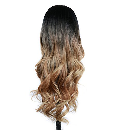 Quantum Love Wigs Ombre Wig Black To Light Brown Side Part Long Wavy Wig Heat Resistant Synthetic Daily Party Wig For Women (Ombre Black To Light Brown) #TOP5
