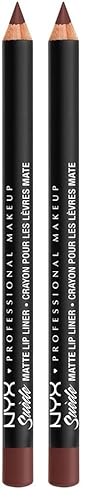 NYX PROFESSIONAL MAKEUP Suede Matte Lip Liner, Velvety-Smooth, Long-Lasting Formula For A Defined Lip Makeup Look - Cold Brew (Brown) (Pack of 2)