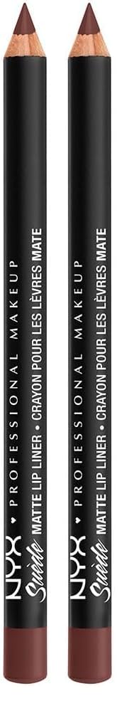 Image of NYX PROFESSIONAL MAKEUP Suede Matte Lip Liner, Velvety-Smooth, Long-Lasting Formula For A Defined Lip Makeup Look - Cold Brew (Brown) (Pack of 2)
