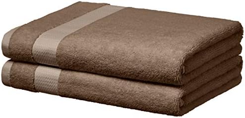 Amazon Basics Everyday Bath Towels, Set of 2, Taupe, 100% Soft Cotton, Durable