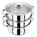 Judge Essential 3-Tier Stainless Steel Steamer - Thermic Based & Vented Glass Lid, Oven-safe Vegetable Steam Cooker – Energy-Efficient, Induction Ready Healthy Steamer Cooking – 20cm