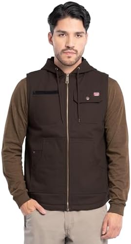 Wrangler Workwear Men's Hooded Work Vest, Brown, Medium