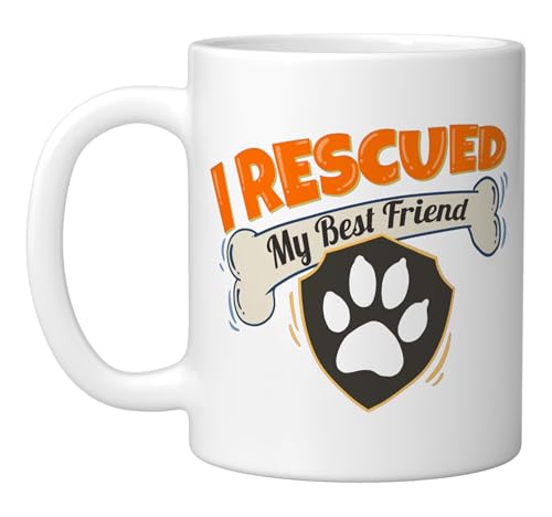 Taza de cerámica para perros rescatados blanco 11 oz miniatura 1