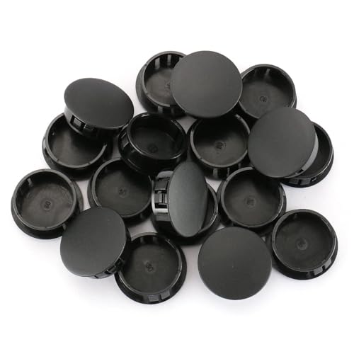 Image of Baomain 100-Pack Plastic Hole Plugs Black 1-3 /16 inch (30mm) Locking Hole Plugs HP-30 Snap-in Panel Covers for Furniture, Cabinets & Automotive