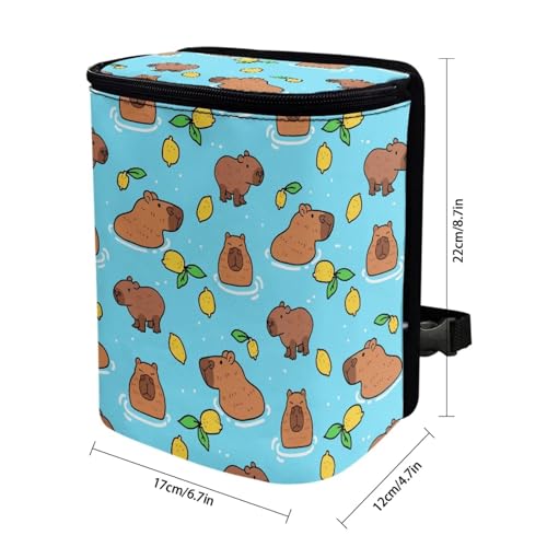 Image of KEIAHUAN Capybara Car Trash Can Bin with Lid Hanging for Back Seat Collapsible and Portable Multipurpose Trash Bin Garbage Can for Car Office Home