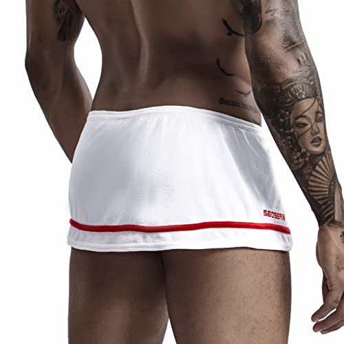 Sweat Pants Men's Corduroy Shorts Man Velvet Vintage Shorts Skirt Men’s Towel Shorts Bathing Wear Home Sexy Pajama Short (Color : White, Size : XX-Large)4