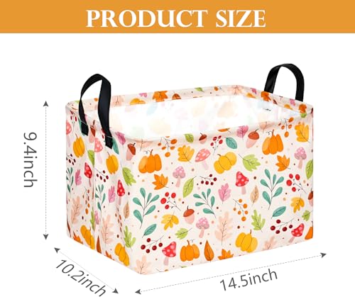 Image of Baby Storage Basket Nursery Box Laundry Hamper Organization Bins for Toys and Clothes with Handles (Leaf)