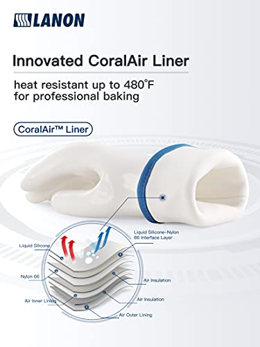 Lanon Liquid Silicone Gloves, Heat Resistant Oven Gloves With Fingers, Food Grade, Waterproof, White, Medium #TOP1