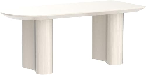 Miniatura 4 de Mesa de comedor que ahorra espacio para apartamentos pequeños para 4-6 personas, muebles resistentes de mediados de siglo (blanco crema (2), solo