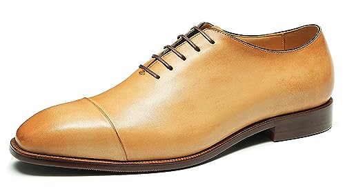 Santimon Oxfords Formal Dress Shoes for Men Genuine Leather Cap Toe Derby Fashion Tuxedo Wedding Business Casual Oxfrods Comfortabl Walking Shoes for Men