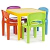 Humble crew kids plastic 4 set yellow tablevibrant chairs  urban country home decor