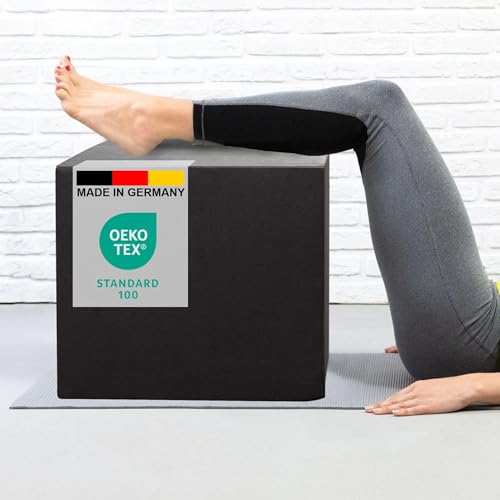 Foxx Schaumstoff Würfel S-M [40x35x30cm, mit Bezug] Dunkelgrauer Bandscheibenwürfel/Stufenbett zur Entlastung der Bandscheiben