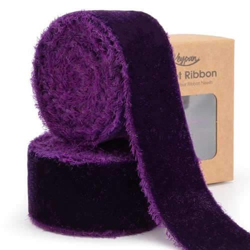 Keypan Purple Velvet Ribbon for Halloween Decor, 1.5 in x 6 yd