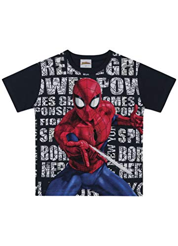 Camiseta Camiseta Spider-Man, Fakini, Meninos, Preto, 6