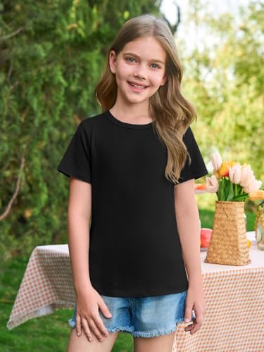 Image of Haloumoning Girls Short Sleeve T Shirts Kids Summer Crewneck Tops
