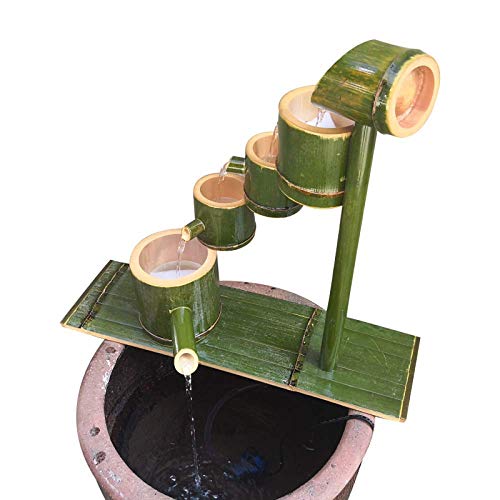 Bamboo Fountain Water Feature Bamboo Fountain Decor Water Spout with Pump Sculptures Statues Arts Crafts Artwork for Garden Decoration Waterfall Outdoor Japanese Feature,60cm,