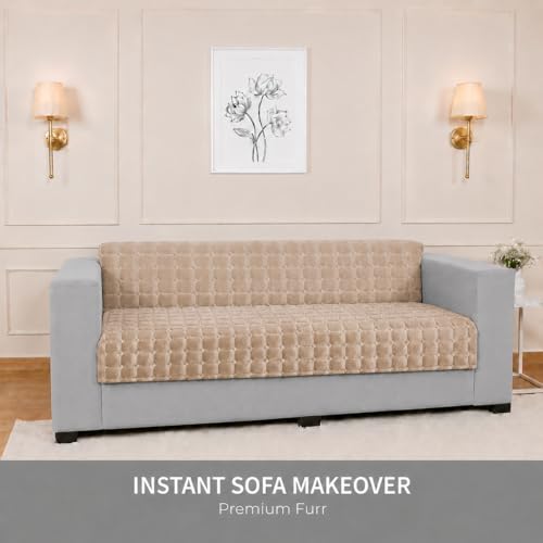 Image of STITCHNEST 'Haven Soft Series' 1 Seater Sofa Cover | Full Coverage Sofa Cover| Premium Velvet Fabric, Washable & Durable Furniture Cover for Modern Living Rooms