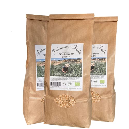 BIO - Amaranth gepufft | Glutenfrei | Plastikfrei | Vegan | Ungesüßt | Vollkorn | Müsli (3 x 300g) Cover