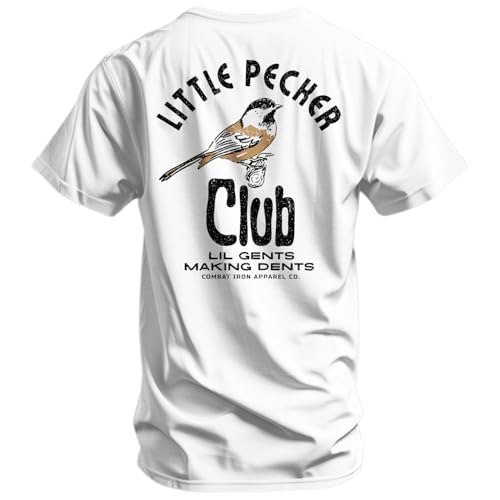 Combat Iron Mens Graphic T-Shirt Lil Gents Making Dents - Athletic Fit Tee Pre-Shrunk Cotton Poly Blend Soft Comfortable Everyday Shirt - White Large