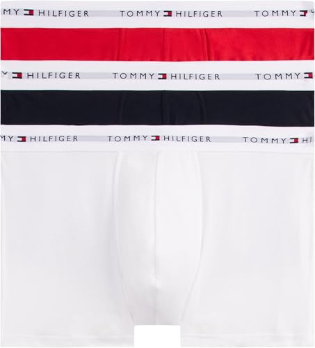 Tommy Hilfiger Uomo Pantaloncini Boxer Confezione da 3 con Fascia con Logo, Multicolore (Desert Sky/White/Primary Red), M