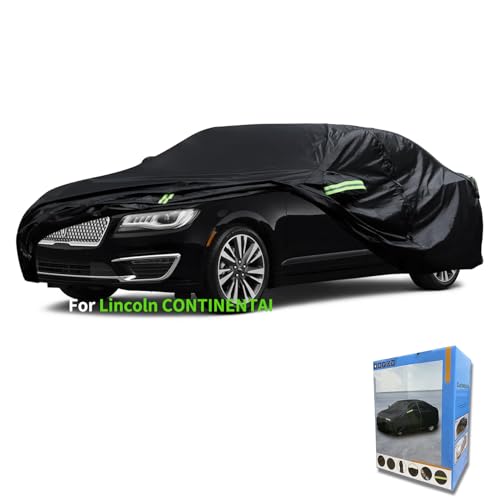 Image of Custom-Fit for Lincoln Car Cover, 7 Layers Car Cover Waterproof All Weather for Automobiles, Outdoor Full Cover Rain Sun UV Protection with Zipper (Black,for Lincoln CONTINENTAI)