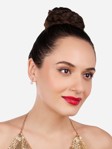 Women's Cubic Zirconia & Pearl Brass Stud Earrings