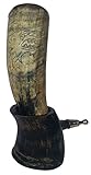 BRANDED Bull Horn XXL Hand Engraved King Robb 'The Young Wolf' Handcrafted Drinking Horn 12-14