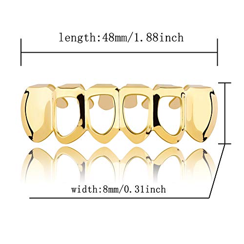 Jinao Bottom Grillz Rapper Costume Fit 18K Gold Plated Four Open Face Gold Grillz For Women Men Christmas Gift (Bottom)) #TOP1
