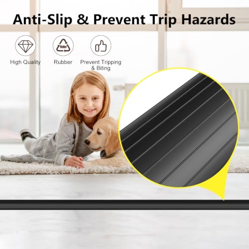 Image of Eapele Floor Cord Cover 10ft (2 Pack) Cord Covers for Wires on Floor, Linkable Heavy Duty Extension Cord Cover, Rubber Floor Cable Cover, Prevent Trip Hazard for Sidewalk Home Office Outdoor or Indoor