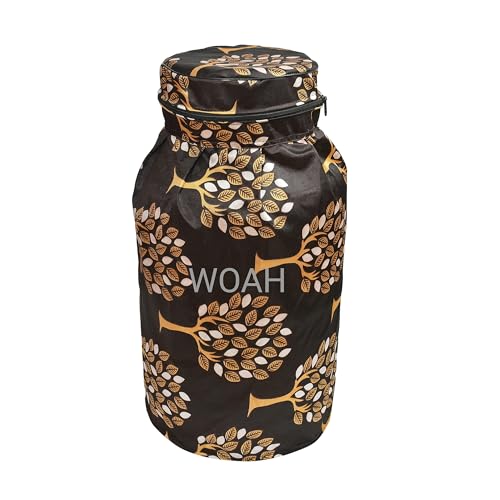 Image of Woah Cotton DustProof and Dustproof LPG Gas Cylinder Cover| Top Design Stain| Dust| DustProof PVC LPG Gas Cylinder Cover, Polyester Gas Tank Cover Fits StandardG (Pack of 1, Coffee Tree)