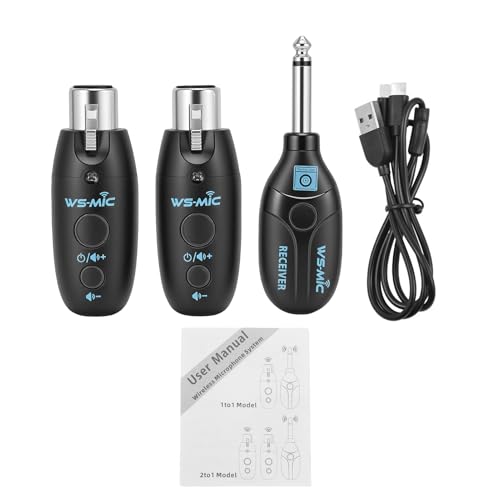Sistema inalámbrico de micrófono Alomejor 2,4 GHz, transmisor y receptor XLR con alcance de 30 m, batería de 20 horas, reducción de ruido y emparejamiento automático para micrófonos dinámicos, grabación miniatura 6