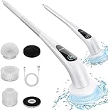 KGDJS Electric Spin Scrubber, Cordless Shower Scrubber, Electric Spin Cleaner with 4 Replaceable Shower Cleaning Brush Heads and 1 Extension Arm for Tub, Tile, Kitchen, Bathroom
